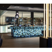 Comptoir de Bar de cuisine rétroéclairé à Led, en pierre d'agate de marbre, KTV de grande taille