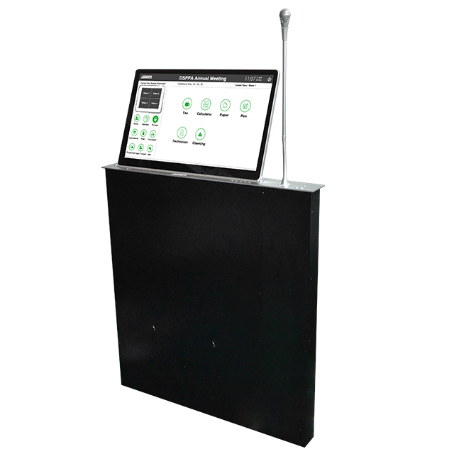 15.6 Inch Motorized Electric Table LCD Retractable Mechanism Monitor Lift with Mic Pop up Hidden Paperless Conference System