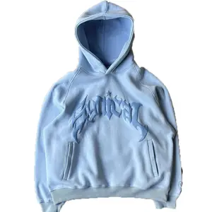 Customized wholesale high quality hoodie 100% cotton logo 3D bubble printing blank men's oversized men's hoodie