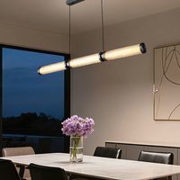 Lustre linéaire DGLUX en verre ondulé COB 65W 90W, tricolore, à intensité variable par toucher, pour table à manger, îlot de cuisine