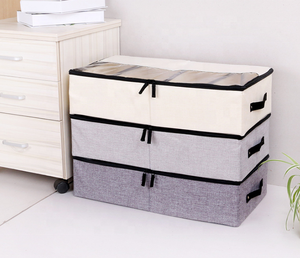 Large Space Saver Comforters Foldable Cotton Linen Underbed Storage Bags Organizer Container w/ Clear Window for Blanket Clothes