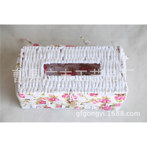 Boîte à mouchoirs rustique en tissu et osier, à usage domestique, en voiture ou en salle de bain - Product Image 1