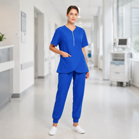 Ensemble de blouses médicales pour femmes à demi-zip et ourlet tulipe, pantalon jogger extensible 4 directions, uniforme médical, blouses d'infirmière, logo personnalisé
