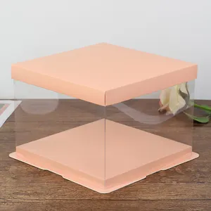 透明玫瑰小熊礼盒粉色透明塑料蛋糕盒