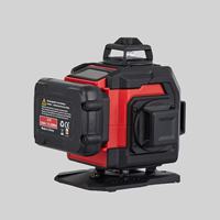 Niveau laser 4 x 360° auto-nivelant, laser vert 16 lignes avec ligne de niveau supérieure, corps en caoutchouc, outil télécommandé