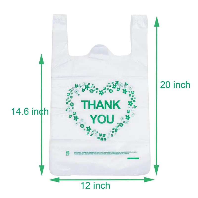 प्लास्टिक बैग थोक धन्यवाद आप लोगो के साथ शॉपिंग पीपी प्लास्टिक किराने टी शर्ट बैग प्लास्टिक बैग