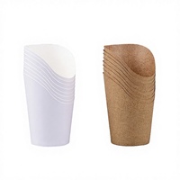 Gobelets en papier kraft personnalisés avec logo imprimé et estampage à chaud doré, à paroi simple, pour frites gaufrettes et charcuterie à emporter