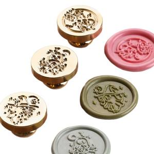 Têtes de tampons à cire de la série Animaux Mignons, rondes en laiton, thème animalier, pour la décoration de journaux - Product Image 5