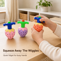 Jouet sensoriel anti-stress coloré en forme de fraise à presser pour enfants, idéal pour les fêtes, avec logo personnalisé OEM