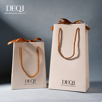 Bolsa de Papel Blanca de Lujo Premium con Asa de Cuerda, Logotipo Personalizado, Bolsa de Regalo para Joyería, Bolsa de Compras para Boutique y Marca Minorista