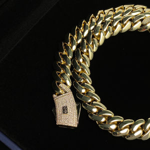 Collar de Cadena Cubana Grande de 20mm con Circones para Hombre Estilo Hip Hop Chapado en Oro Collar Grueso con Dije Joyería de Moda de Alta Calidad al por Mayor - Product Image 4