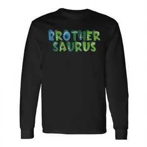 Brother Saurus T-shirt à manches longues sur le thème des dinosaures, assorti pour la famille, anniversaire du garçon 1 an - Product Image 2