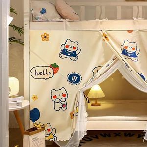 Printed Bed Curtain With Mosquito Net For Student Dormitory Upper Bunk Bed Single Size Hanging Blackout Canopy Rectangle Shape - Product Image 2