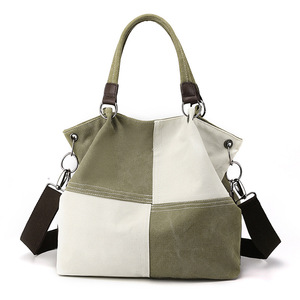 Casual Women's Canvas <b>Bag</b> Stylish Versatile Handbag 2025 Trendy New Arrival Color-Block <b>Patchwork</b> Shoulder <b>Bag</b> - Product Image 4