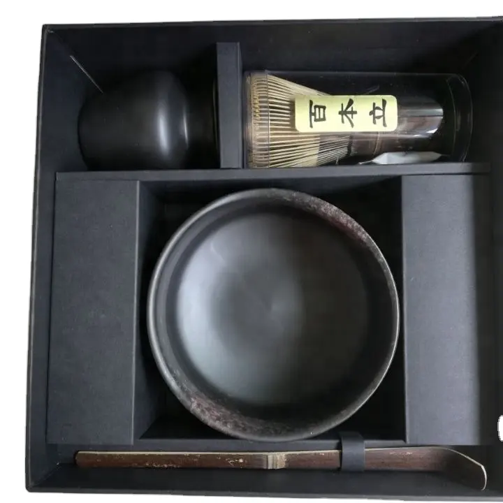 Accessoires à thé Matcha personnalisables bol Chawan traditionnel en céramique ensemble de fouets Matcha en bambou