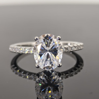 Bague de fiançailles ovale en moissanite 3 carats VVS plaquée or 18 carats en argent sterling 925 certifiée GRA pour femme