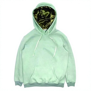 เสื้อสเวตเชิ้ตมีฮู้ดสีเขียวมิ้นท์สำหรับผู้ชาย ทรงปกติ สีพื้น ผ้าฟลีซบุซับใน สวมใส่สบายๆ ในฤดูใบไม้ร่วง ผลิตจากผ้าฝ้ายถัก - Product Image 1