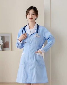 2025 Unisex migliore qualità manica lunga cappotto medico uniformi ospedaliere <span class=keywords><strong>per</strong></span> la farmacia e laboratorio di Design cappotto infermiere - Product Image 5