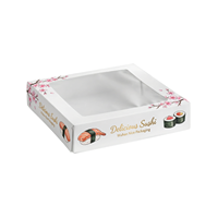 Grande boîte à sushi personnalisée en carton bois foncé, modèle Moderno, avec plateau à compartiments pour crêpes, tacos, livraison et fêtes