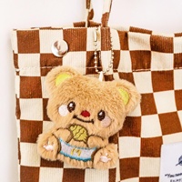 Pendentif en peluche petit ours jaune laiteux en fourrure douce, mignon, couineur, breloque de sac, porte-clés, poupée de dessin animé pour étudiant