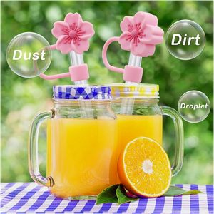 Flower Silicone Straw Topper for <b>Cup</b> Dust-Proof Reusable 10mm 0.4in Tips Lids Multi-Design - Product Image 2
