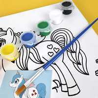 Kit d'art sur toile animaux pré-dessinés et peints à la main avec cadre en bois pour garçons et filles, panneaux écologiques 8x8 pouces, pour peinture au doigt, cadeau de fête d'anniversaire