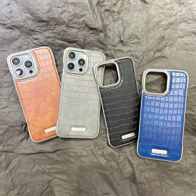 Fashion Crocodile Pattern Leather Carbon Fiber Phone Case Custom OEM Logo Magnetic Hard PC Mobile Cover for iPhone 16 Pro 15 14