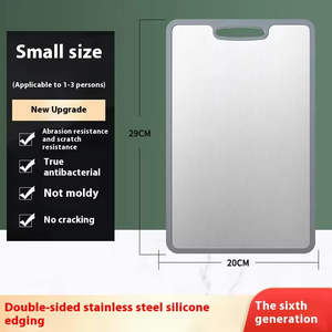 Anti-slip <strong>Antibacterial</strong> TPE <strong>Silicone</strong> Edging Home Use Stainless Steel Cutting Board - Product Image 4