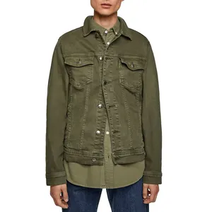OEM Custom cotton stocklot Green dean shirt denim jacket for men