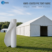 Bâche PVC blanche occultante à 100 %, enduite au couteau, 850 g/m², 1000D, ignifuge, pour toit et paroi latérale de grande tente événementielle