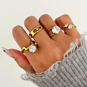 NUOVO SET DI ANELLI MINI GOTICI ESTIVI UK USA IN VENDITA CALDA, ZIRCONI, Dazan HOT, Placcato Oro 18k PVD, Acciaio Inossidabile, Gioielli da Donna che non si ossidano - Product Image 6