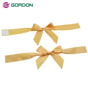 Cintas Gordon, cinta de satén, lazo de embalaje, ambos extremos con cintas adhesivas, lazos decorativos de regalo preatados