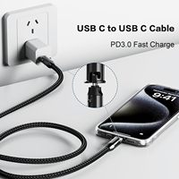 Nuevo cordón para teléfono celular Cable de carga tipo C Cable PD 3a Carga rápida Trenza de nailon Cable C a C para carga de teléfono móvil