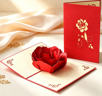 Carte de vœux 3D « Retour à l'école » avec enveloppe, grande rose, carte cadeau pop-up faite à la main, papier Europe