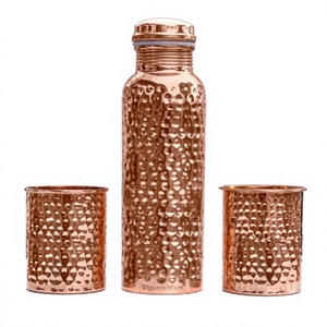 ขวดน้ำโลหะแข็งลายค้อนแบบดั้งเดิมกระติกน้ำทำจากทองแดงชุบด้วยค้อน - Product Image 1
