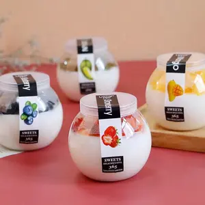 50sets Yoghurt Jar Baked Bran Mousse Pudding Jar 160ml Plastic Jelly Planet Cups Fruit Star Ball Cup With Lid
