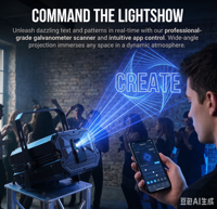 Luces Láser Bluetooth 3D de 12w con Control DMX512, Proyector de Haz de Animación para Bodas, DJ, Discotecas y Espectáculos