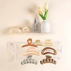 Acrylic 360-Degree Rotating Claw Clip Organizer Holder Wall Mount Storage Display Rack Women Girls Clear Stand Hair Clip