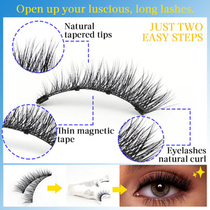 Juego de pestañas postizas transfronterizas con rizador de pestañas magnético Simulación natural Pestañas de zorro de pelo sintético Sin pegamento - Product Image 5