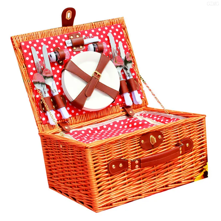 Picnic Blanket Set Cutlery Hand Basket Plastic 2 Person Baskets For Picnics Cheap Wicker Fruit Luxury Decor Outdoor Bags
