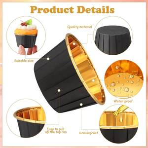 Tasses de cuisson avec couvercles dôme Ramequin Aluminium Cupcake Tip Pan Porte-papier Petites tasses de cuisson Emballages résistants à la graisse - Product Image 6