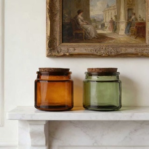 Bouteille en verre 100ml 200ml personnalisée ambre verte transparente pour huiles essentielles et bougies avec couvercle en liège sérigraphié, ornement de maison - Product Image 1