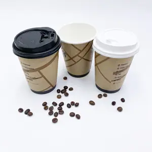 Custom Branded 8Oz 12Oz 16Oz Wegwerp Dubbele Wand Papier Takeaway Koffie Cups