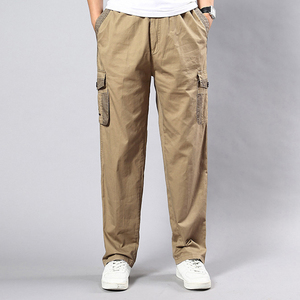 Gli uomini larghi di taglia pesante hanno molte tasche pantaloni lunghi pantaloni Cargo sei tasche - Product Image 1