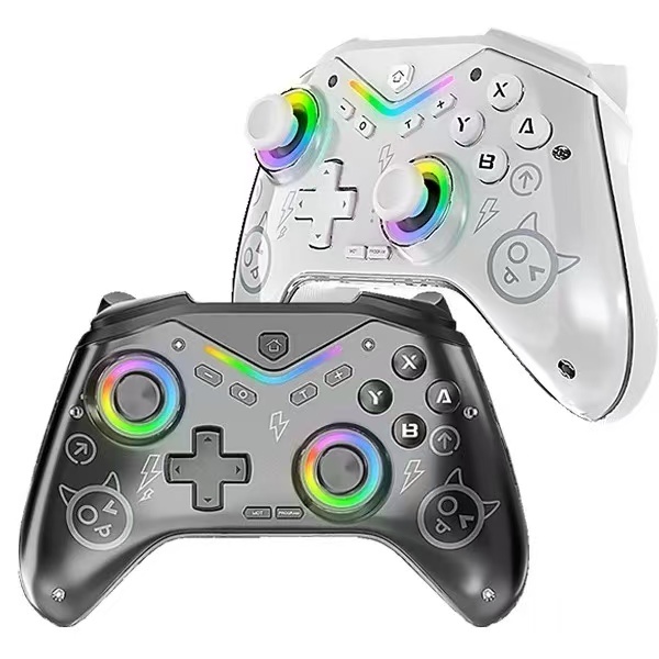 2025 New Game Joystick Controller for Switch Gamepad Double Shock Vibration Game Controller RGB Lights for Switch Pc Wireless