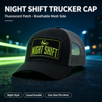 Casquette de camionneur vintage en maille avec patch brodé fluorescent effiloché, respirante en coton, idéale pour les sports de plein air