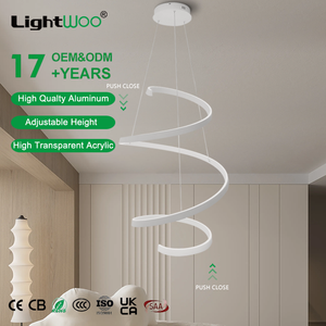 Lampe suspendue LED au design moderne pour salon, lumière blanc chaud, haute luminosité, intensité réglable, anneau en cristal suspendu au <span class=keywords><strong>plafond</strong></span> - Product Image 1