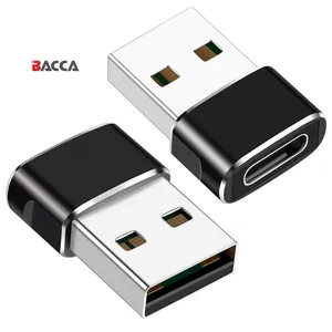 High Quality & Luxury Design Aluminum alloy USB 2.0 Male to Type-C Female OTG 480Mbps Data Transfer OTG Converter Charging Adatp