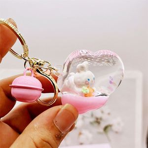 Cartoon Figure Liquid <b>Key</b> <b>Ring</b> Quicksand Drifting Bottle Cute Pink Rabbit <b>Key</b> Chain Into Oil Bag Pendant Mini Bottle Keychain - Product Image 5