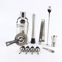 Coffret Cadeau Bartender Ptomo 12 Pièces en Acier Inoxydable – Shaker Boston, Jigger, Cuillères Torsadées, Mesure Précise, Argent, Personnalisable